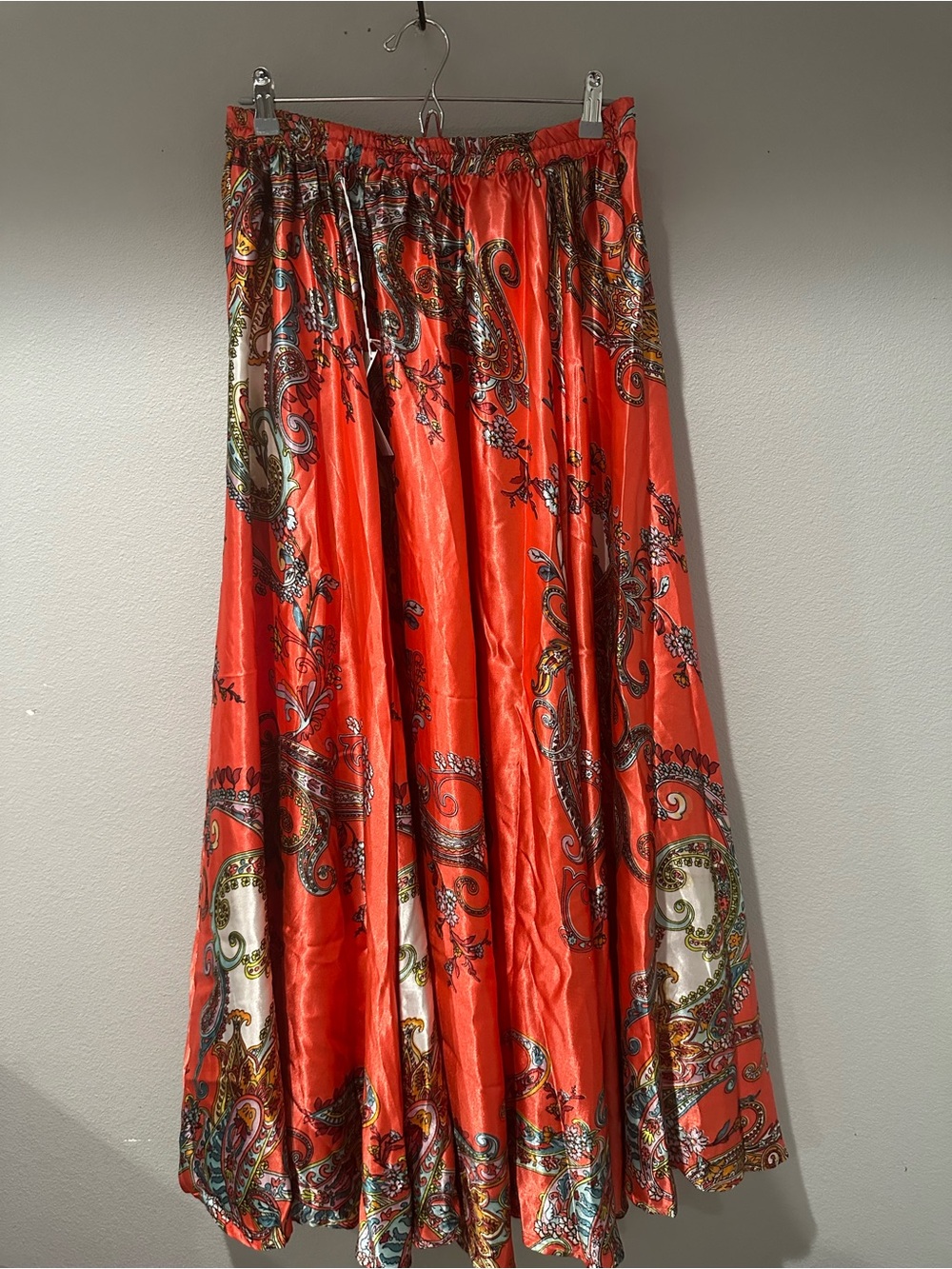 Orange paisley maxi skirt